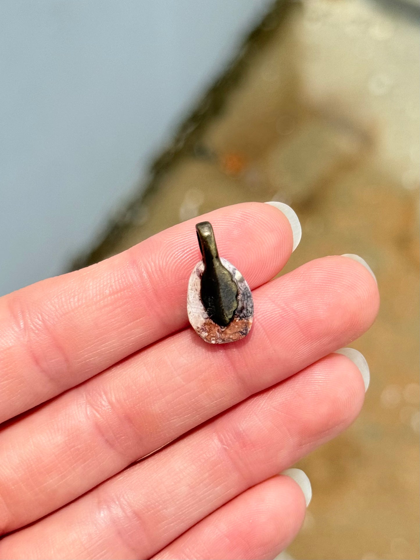 Fire Agate on Matrix Cabochon Pendant