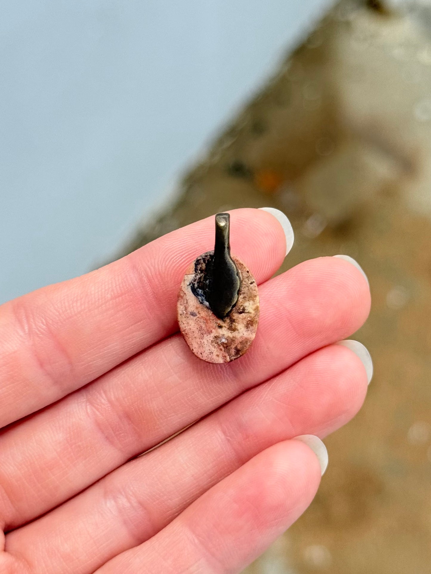 Fire Agate on Matrix Cabochon Pendant