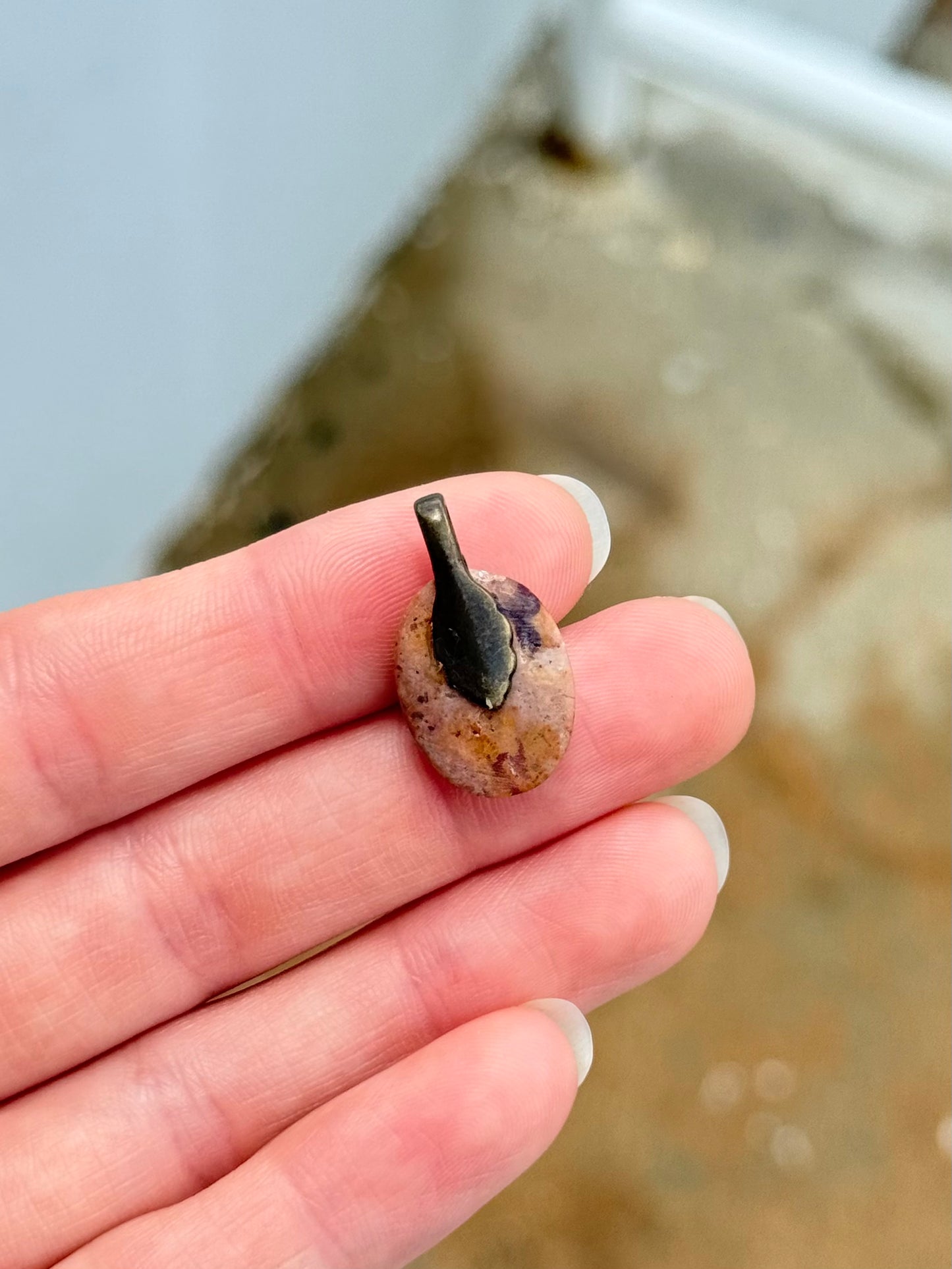 Fire Agate on Matrix Cabochon Pendant