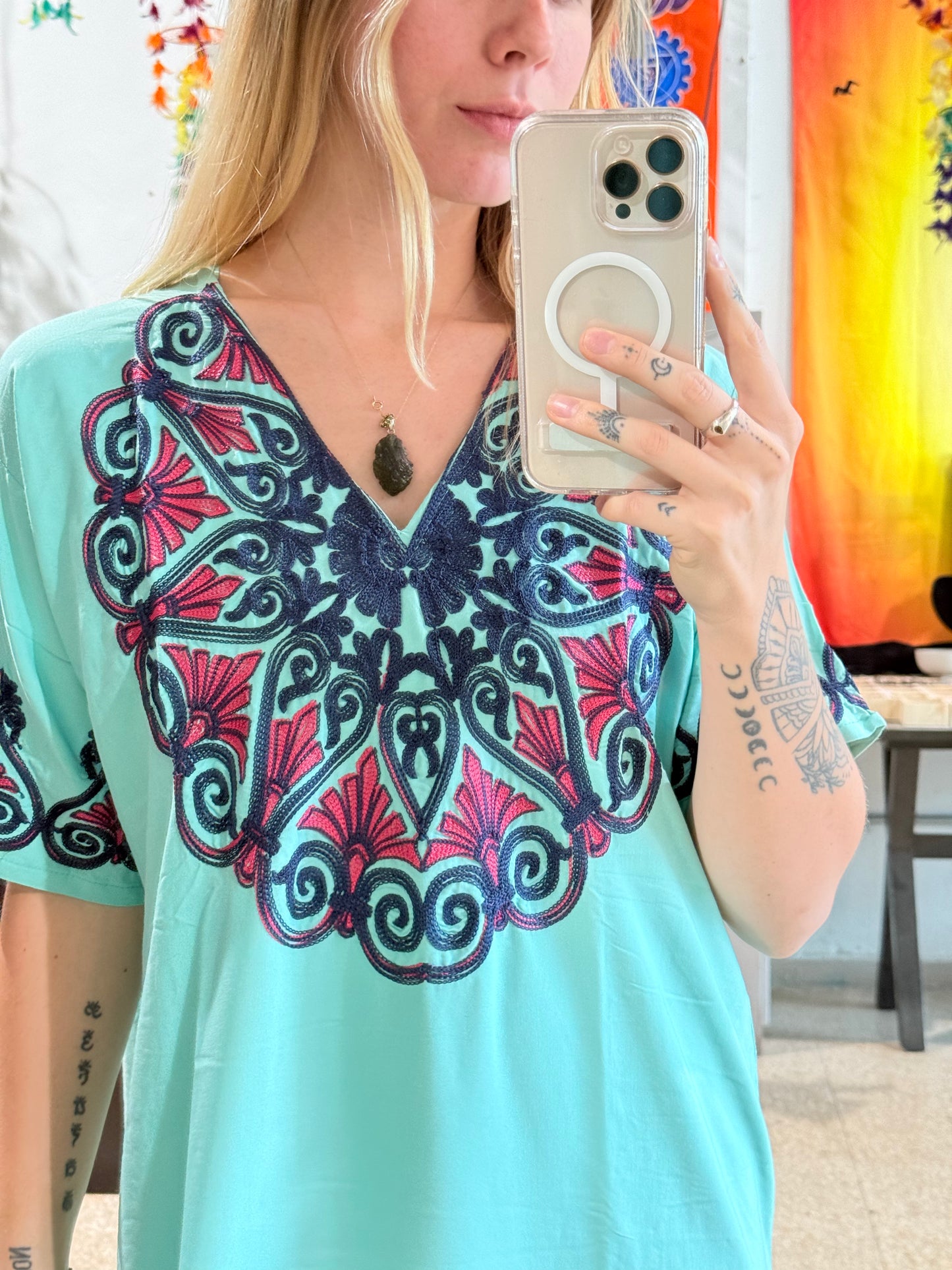 100% Cotton Dress ( Blue )