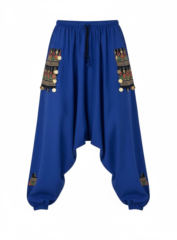 Boho Style Rayon Pant - Blue ( One Size )