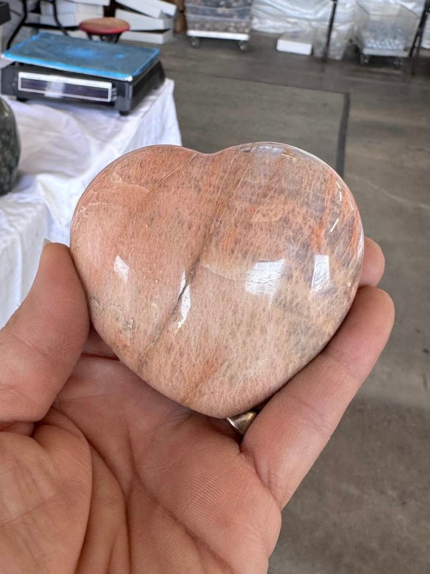 Peach Moonstone Heart