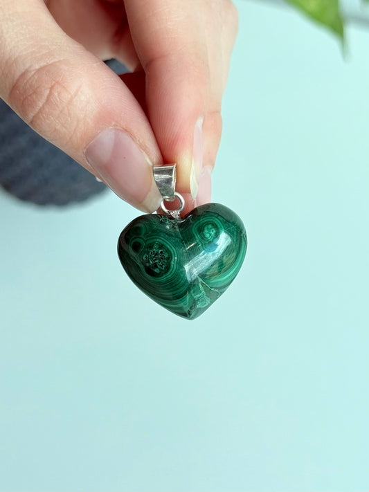 Malachite Bubble Heart Pendant ( Silver 925 )