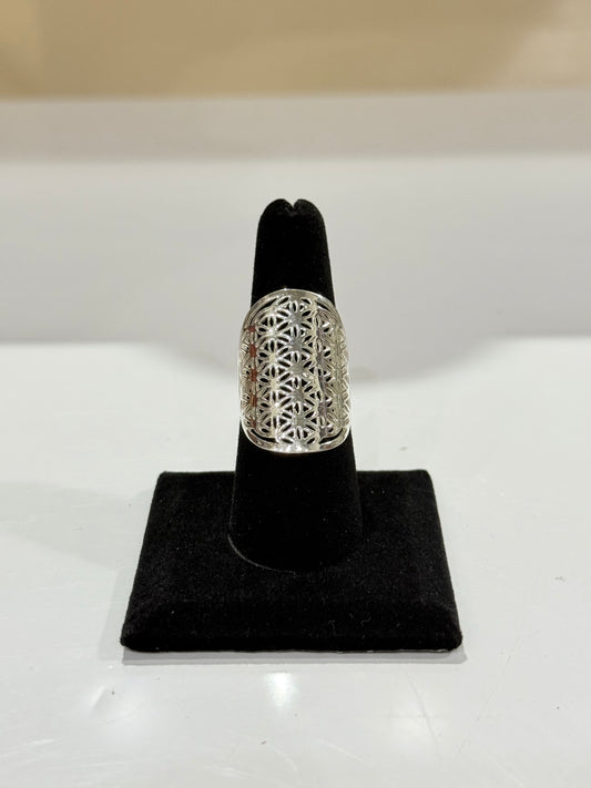 Flower of Life Adjustable Ring – Sterling Silver