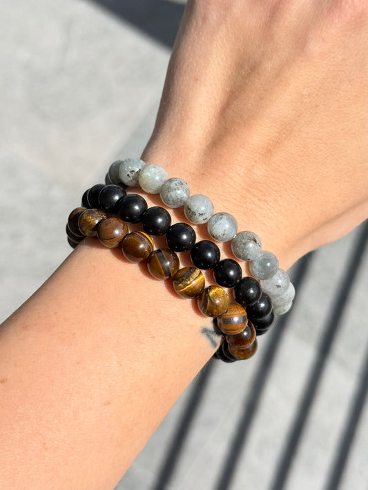 Protection Crystal Set – Labradorite, Jet & Tiger’s Eye