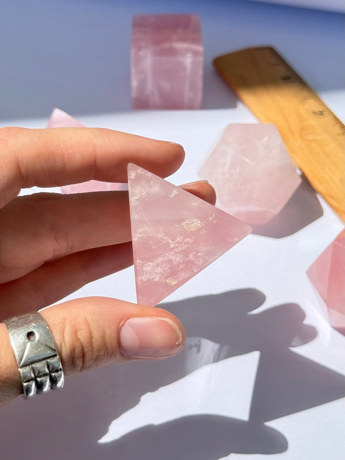 Rose Quartz Platonic Solids Set | Set de Cinco Sólidos Platónicos de Cuarzo Rosa