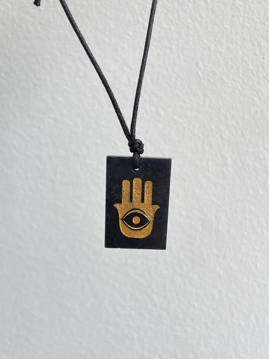 Shungite ( Hamsa ) Necklace