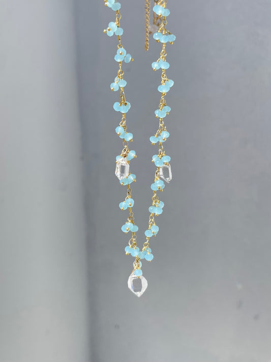 Herkimer Diamond & Chalcedony Necklace