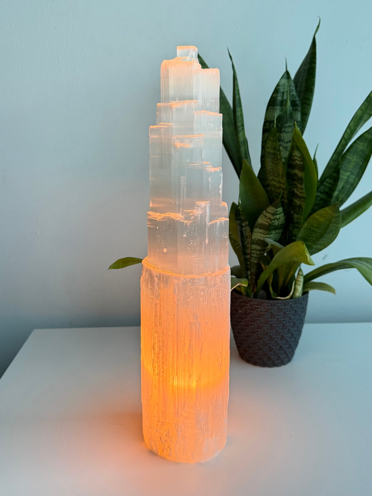 Selenite Lamp ( 15” Tall )