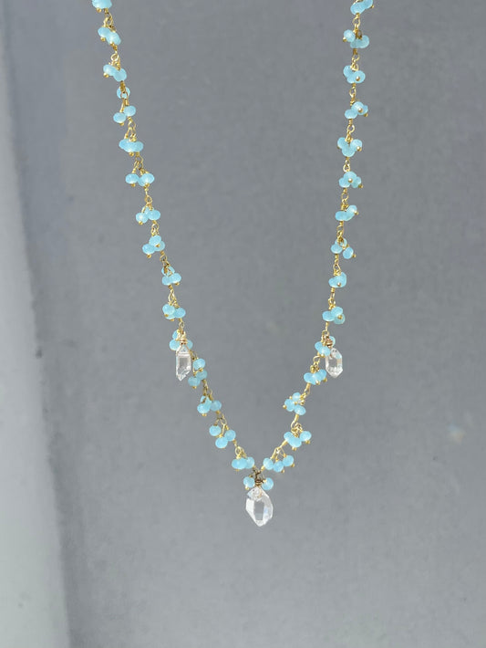 Herkimer Diamond & Chalcedony Necklace