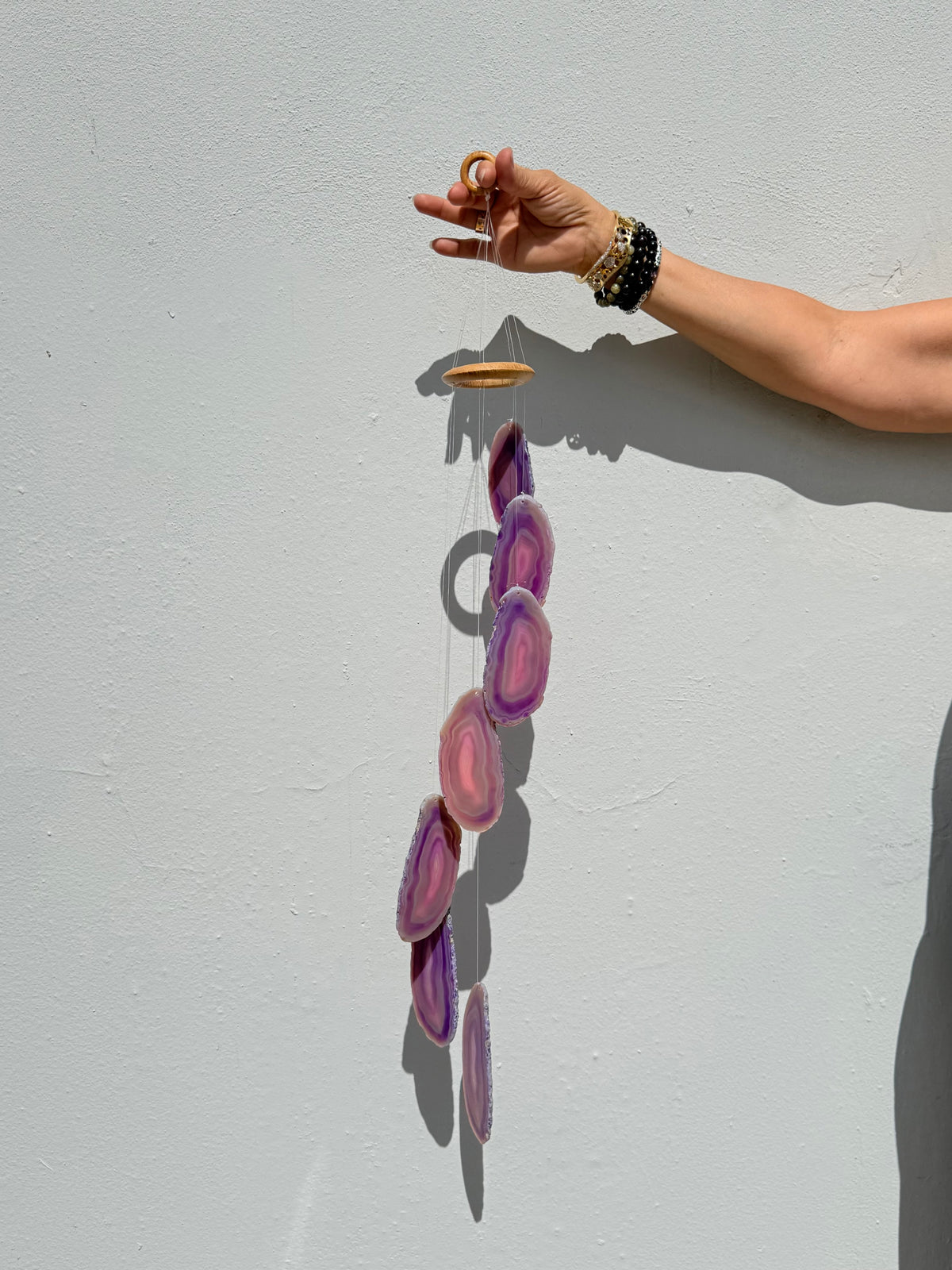 Purple Dyed Agate Wind Chime | Campana de Viento de Ágata Teñida Violeta