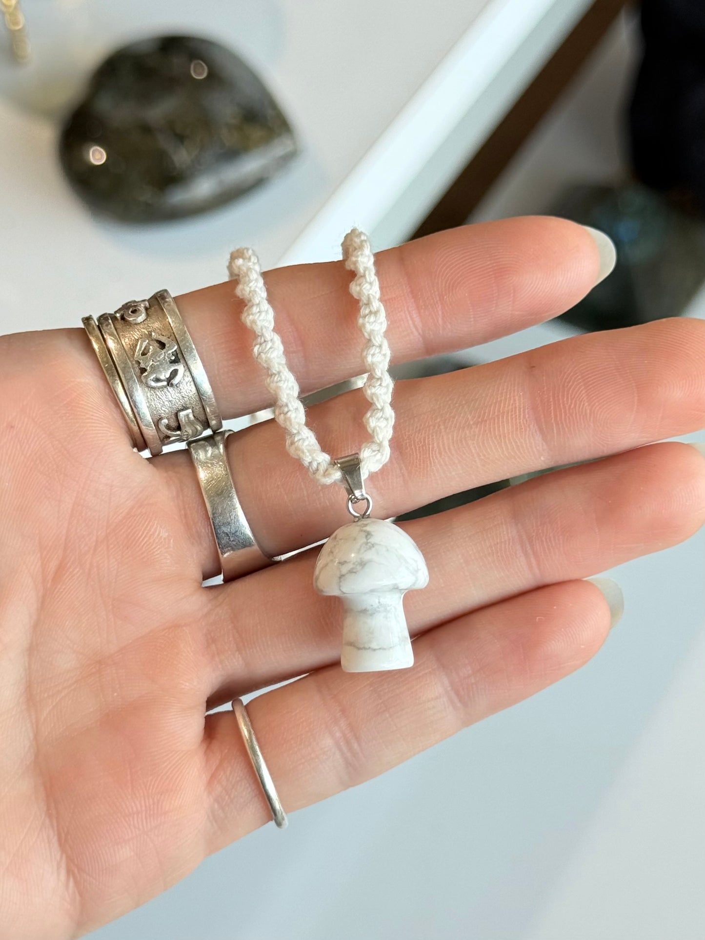 Howlite Mushroom Necklace