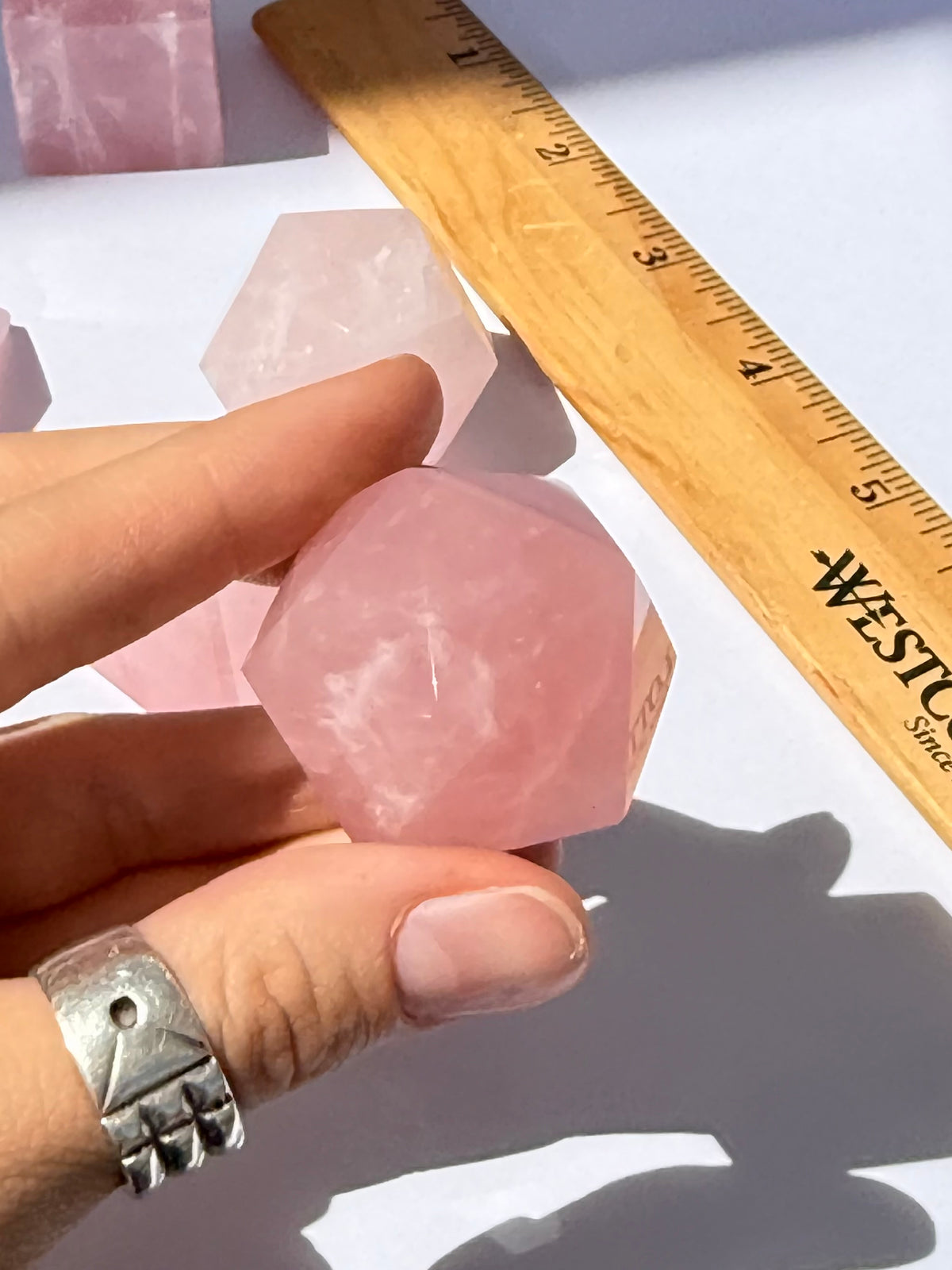 Rose Quartz Platonic Solids Set | Set de Cinco Sólidos Platónicos de Cuarzo Rosa