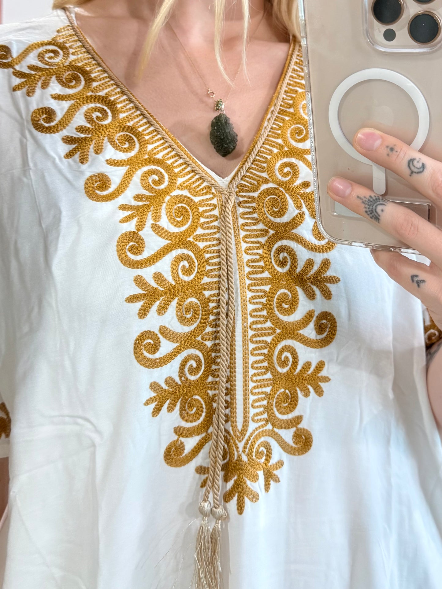 100% Cotton Dress ( White )
