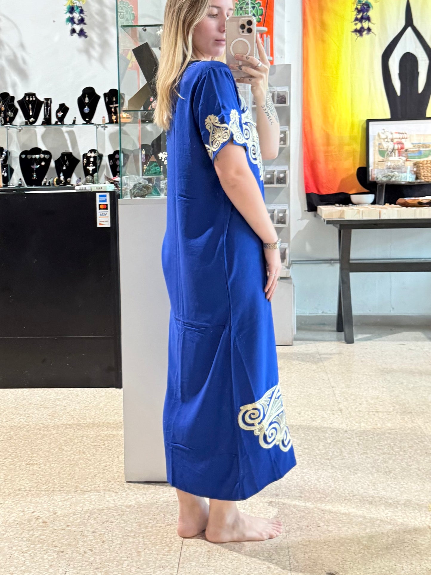 100% Cotton Dress ( Blue )