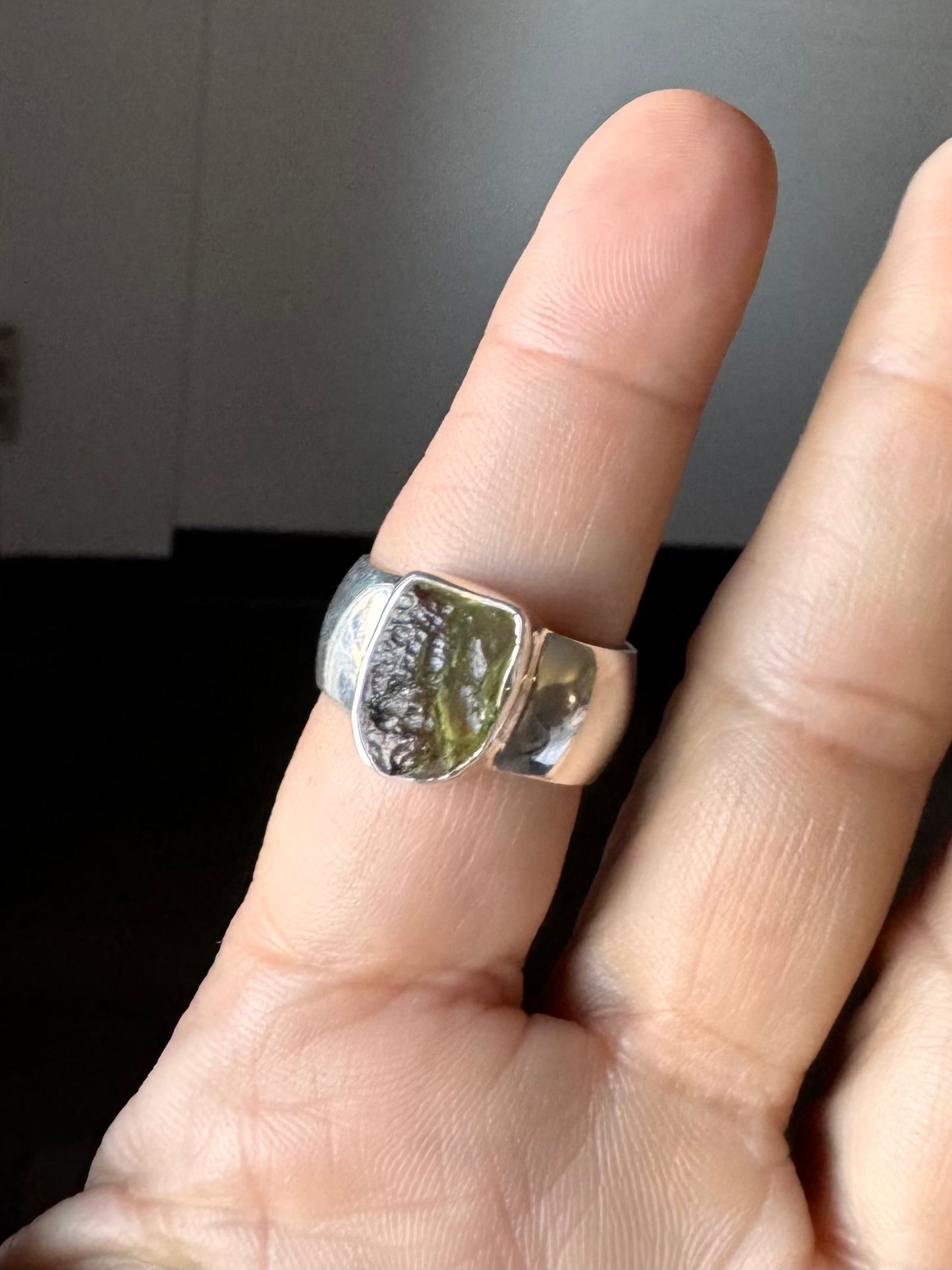 Moldavite Ring ( Size 8 )