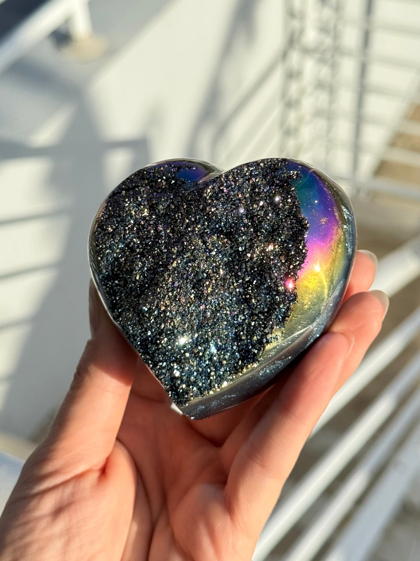 Amethyst with Titanium Alloy Heart