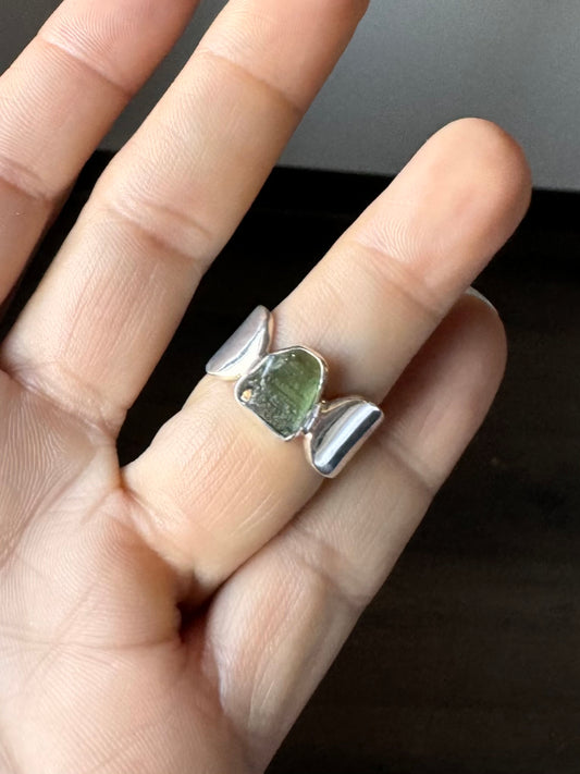 Moldavite Ring ( Size 5 )