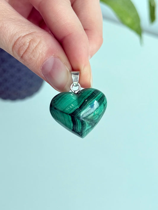 Malachite Bubble Heart Pendant ( Silver 925 )