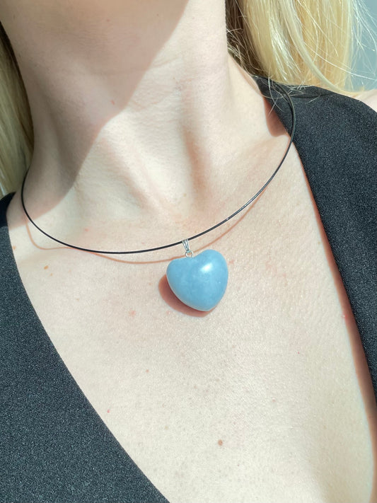 Angelite Heart Pendant