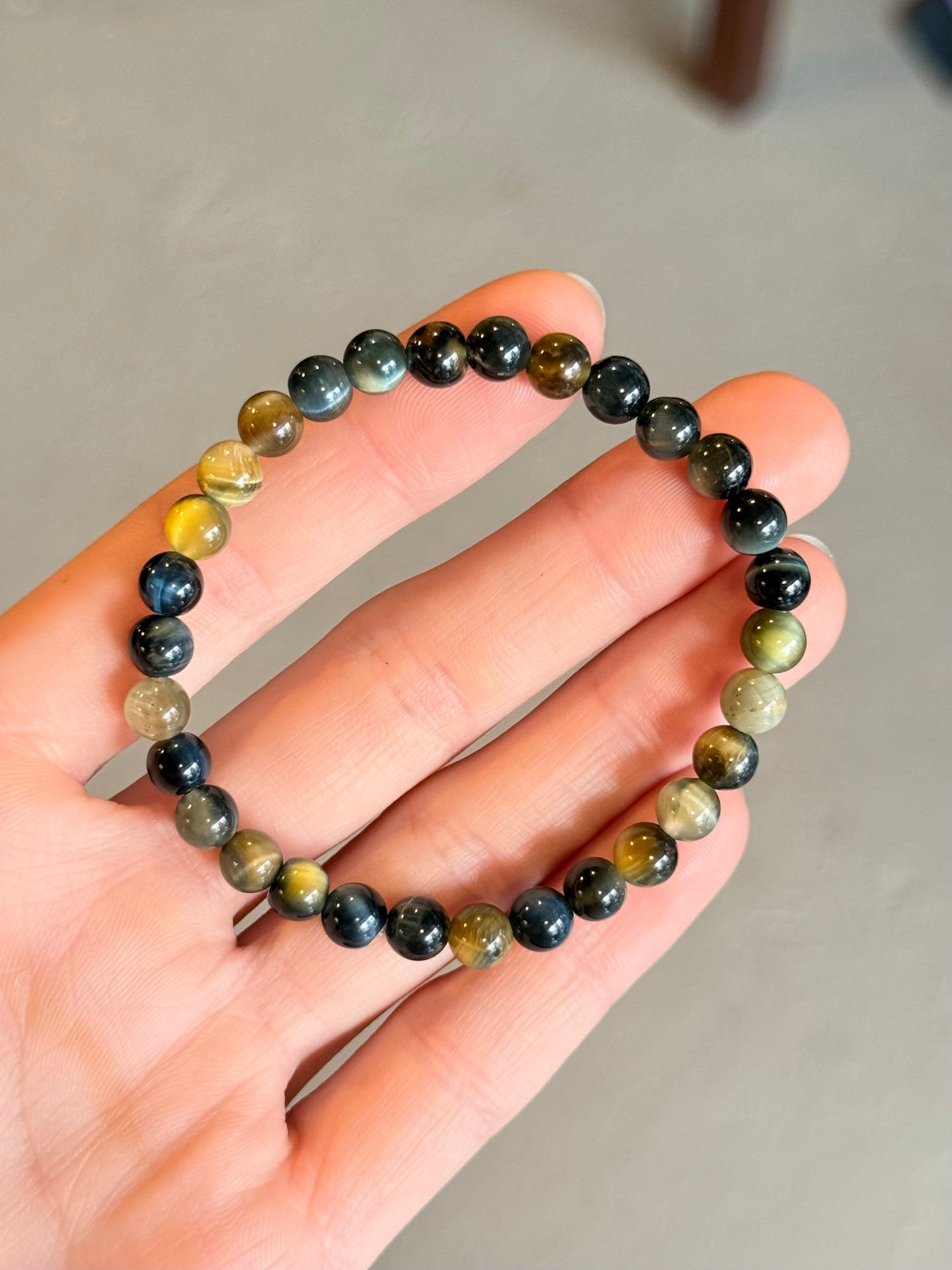 Blue/ Gold Tiger Eye Bracelet 6mm