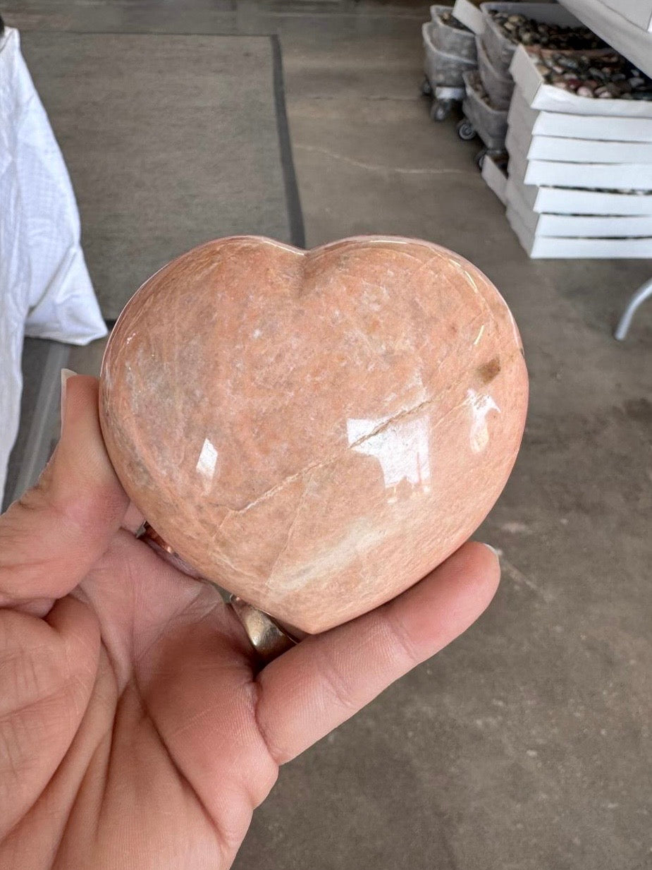 Peach Moonstone Heart