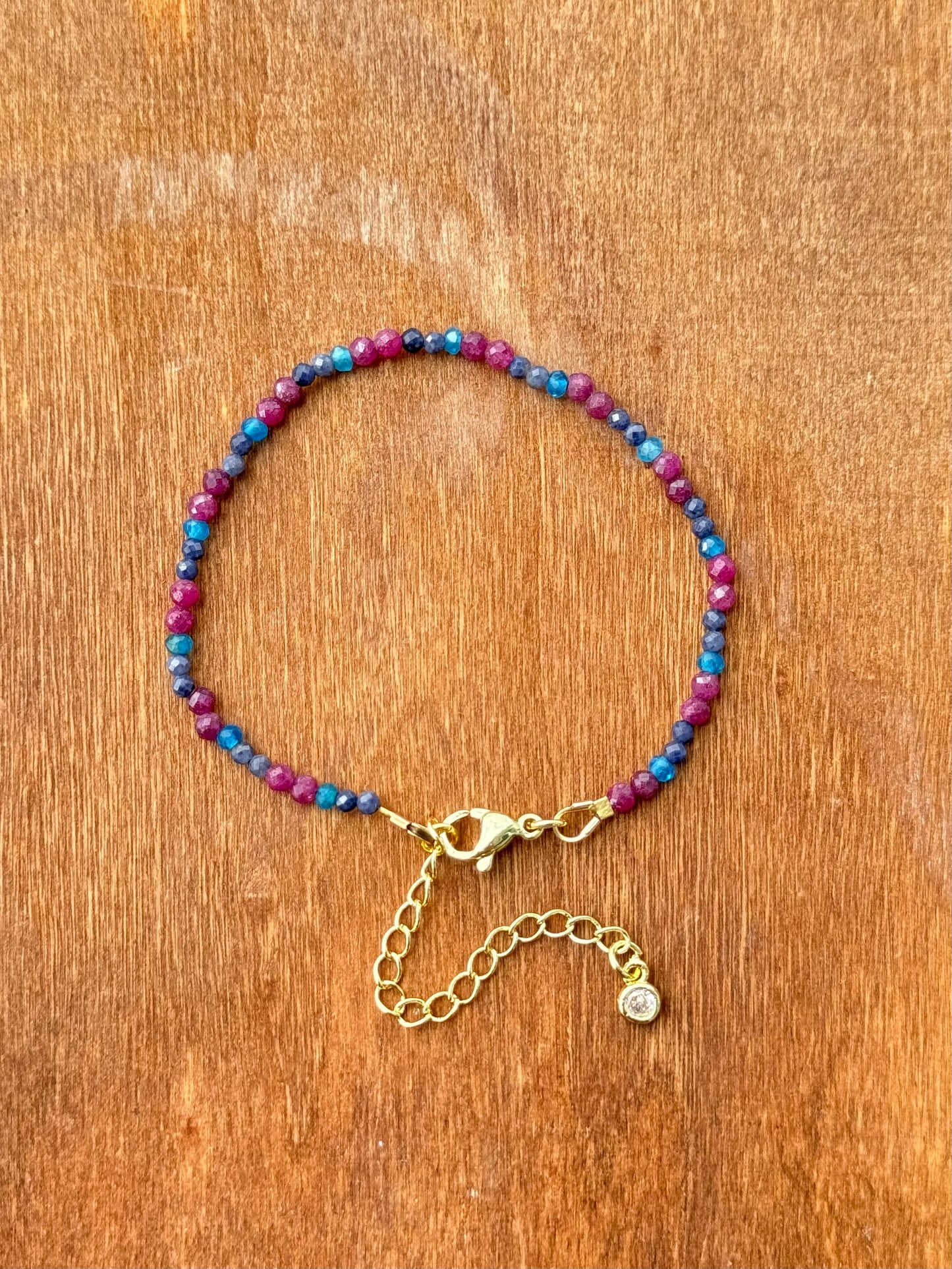 Blue Apatite | Iolite | Ruby Faceted Bracelet