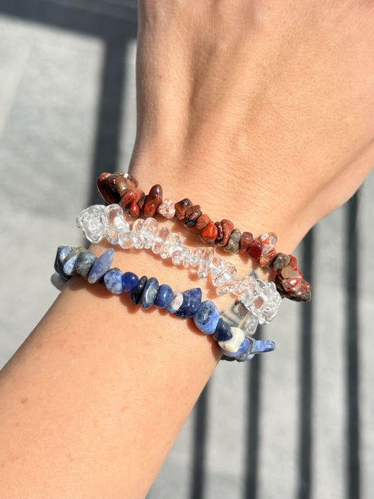 Mental Protection & Grounding Crystal Set – Sodalite, Red Jasper & Clear Quartz