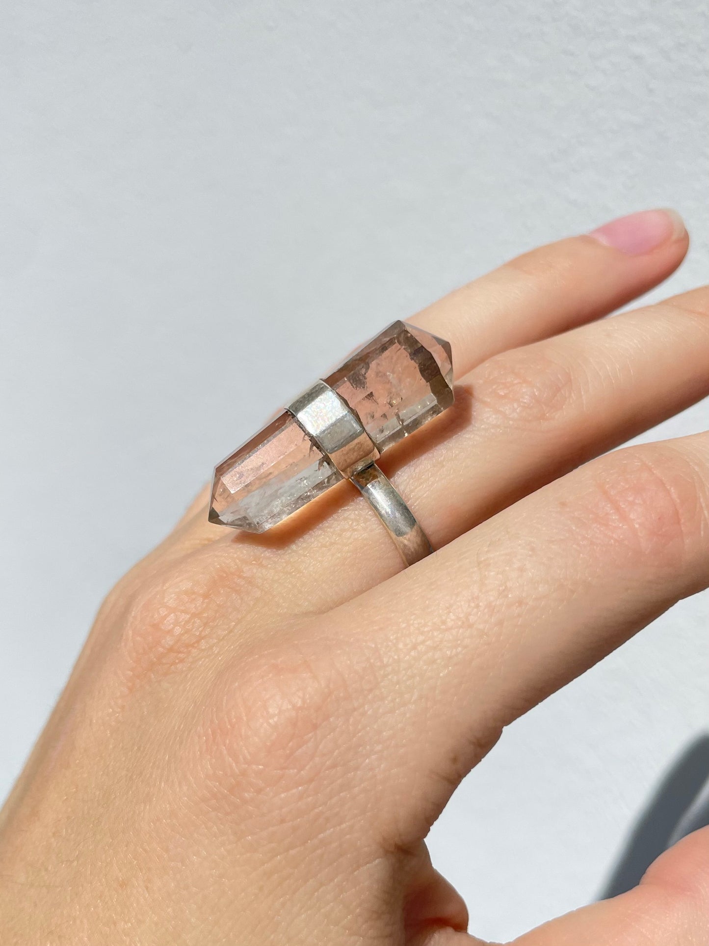 Smoky Quartz Ring ( Adjustable ) ( Silver 295 )