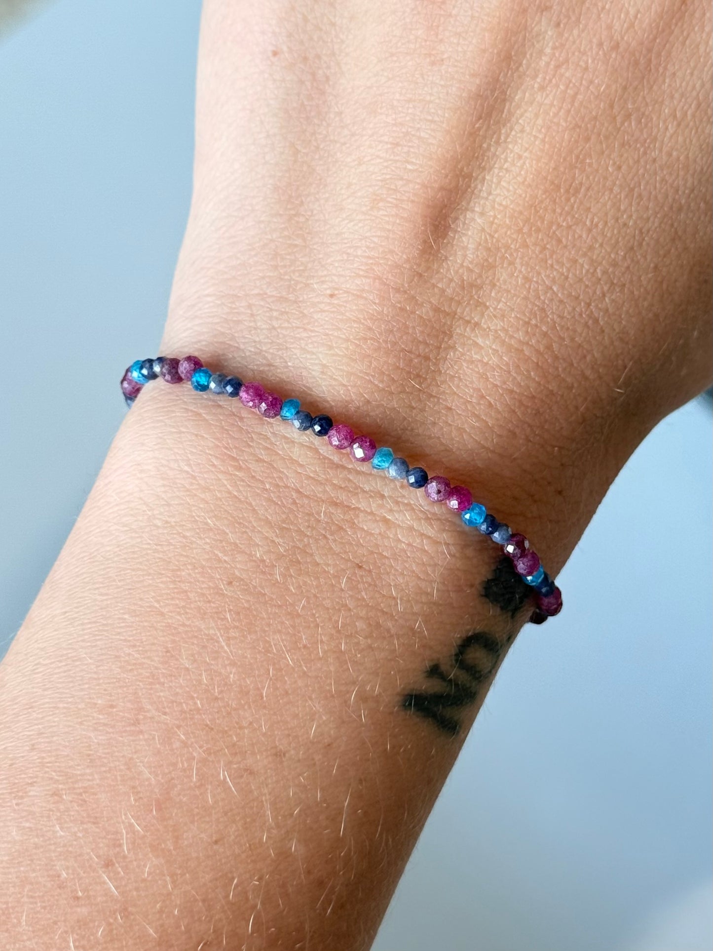 Blue Apatite | Iolite | Ruby Faceted Bracelet