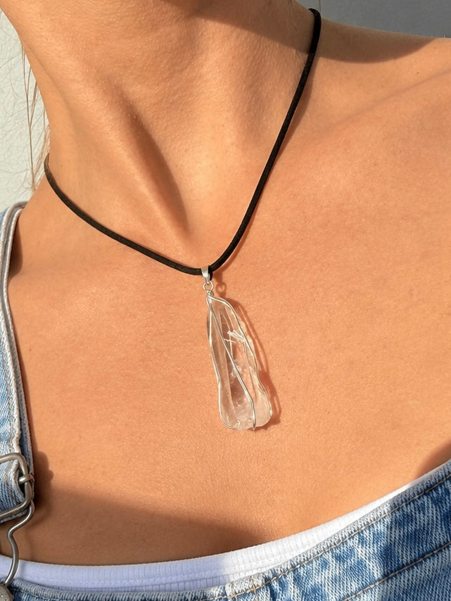 Lemurian Quartz Silver Pendant / Colgante de Cuarzo Lemuriano en Plata