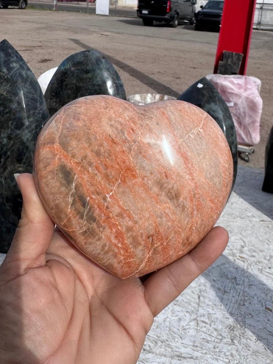 Peach Moonstone Heart