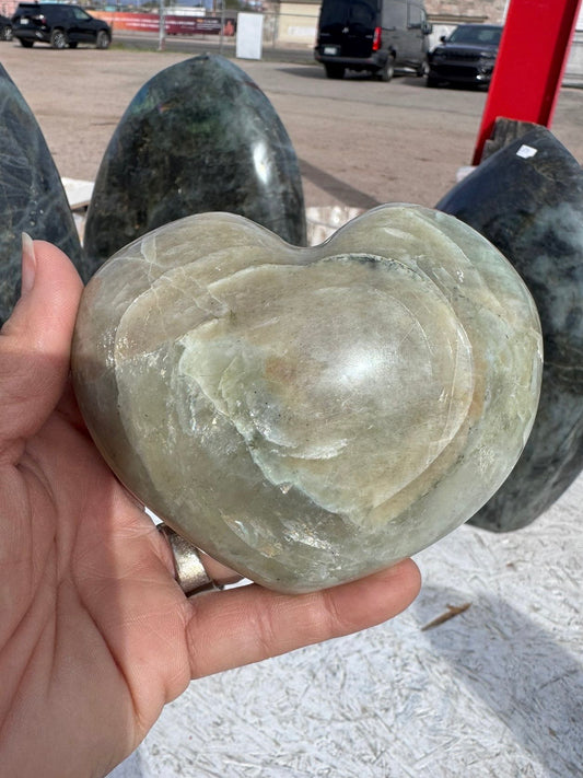 Green Moonstone Heart