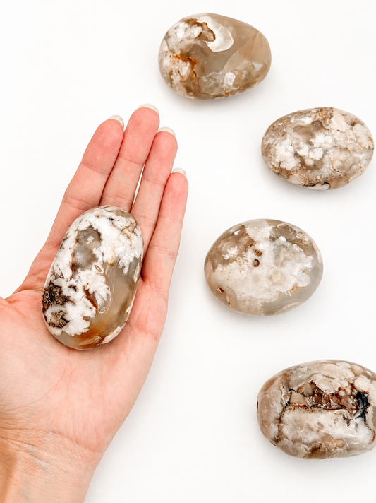 Flower Agate Palm Stone | Palm Stone de Ágata Flor