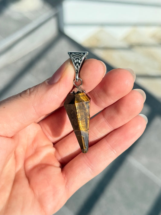 Yellow Tiger Eye point Pendant