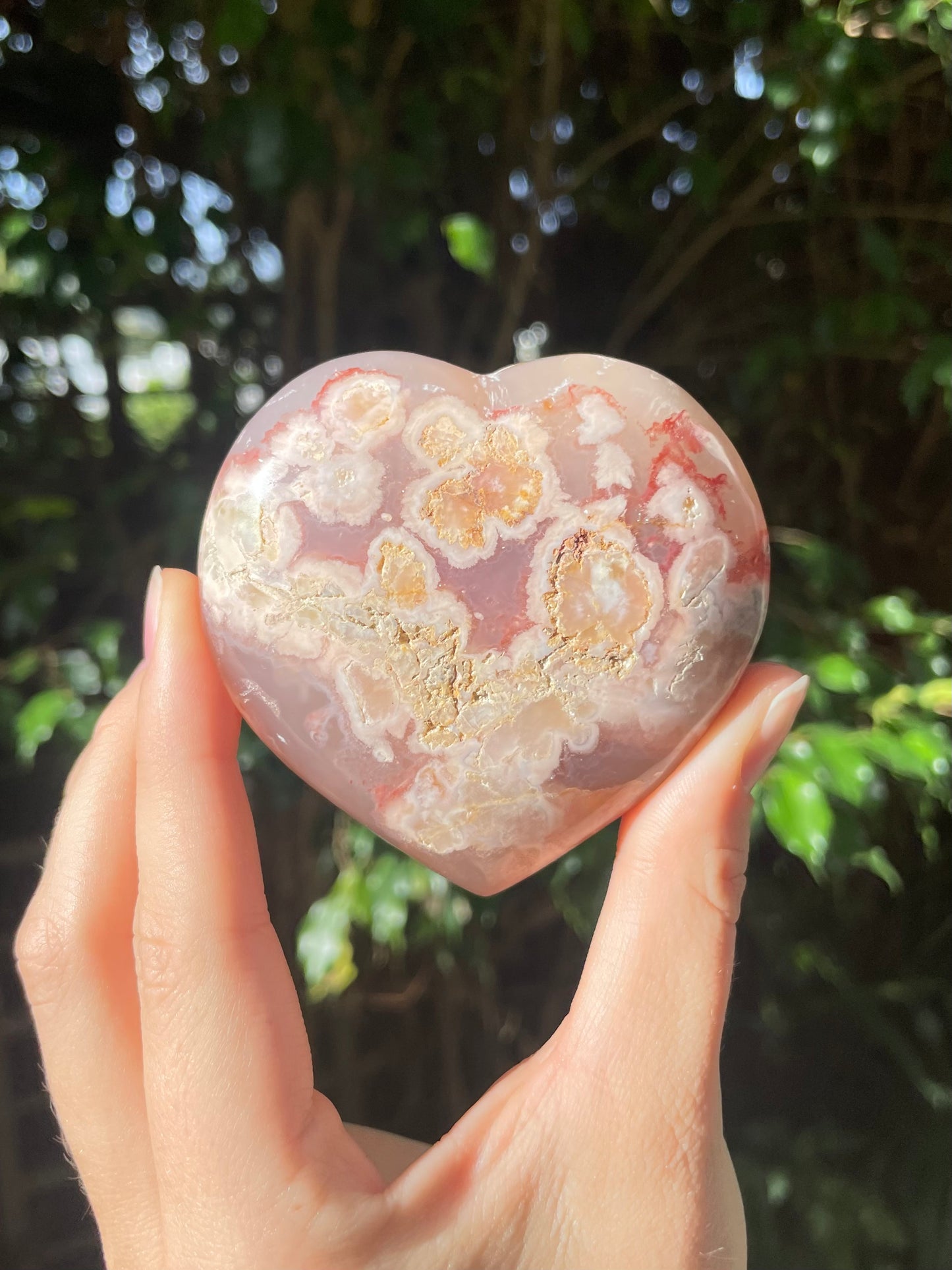 Flower Agate Heart (b)