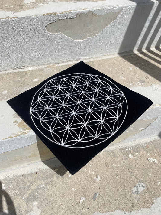 Embroidered Flower of Life Mat