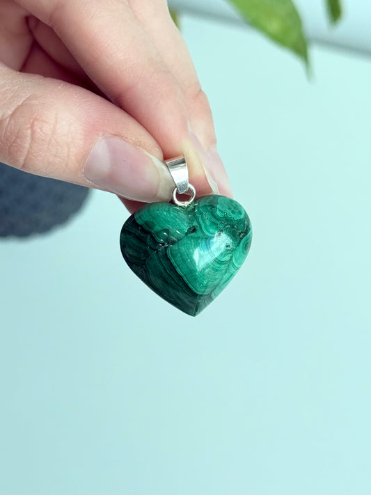 Malachite Bubble Heart Pendant ( Silver 925 )