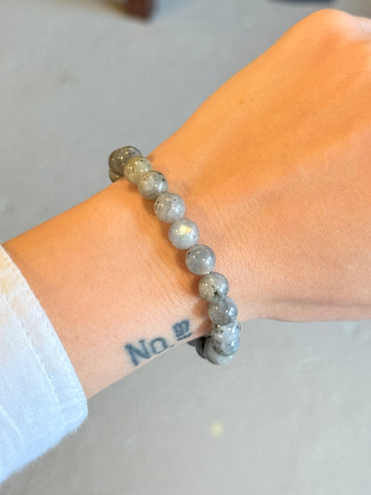 Pink/yellow Labradorite Bracelet 8mm