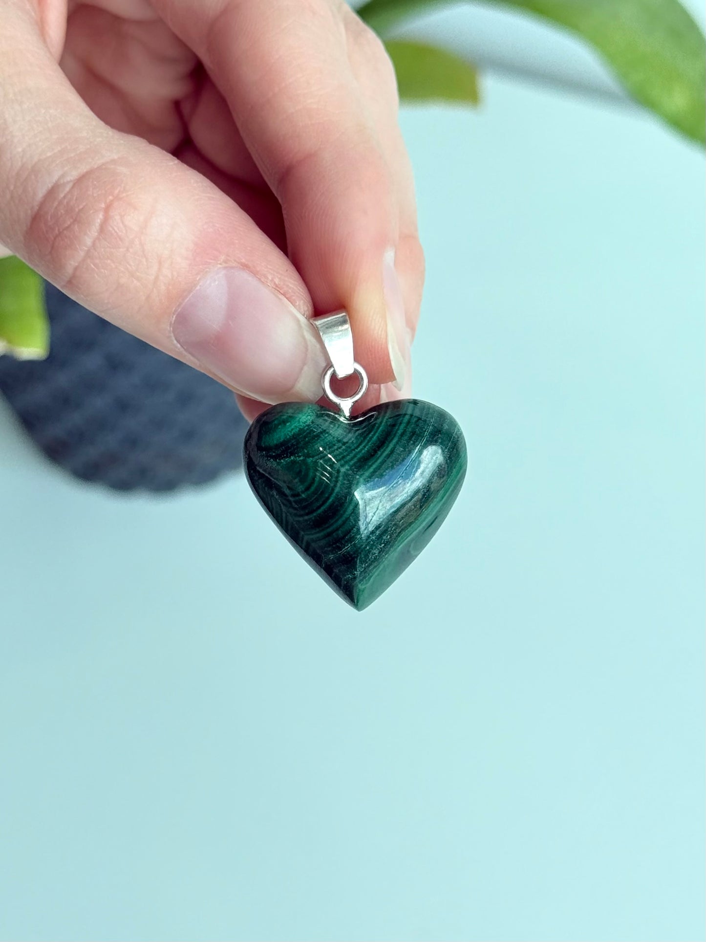 Malachite Bubble Heart Pendant ( Silver 925 )