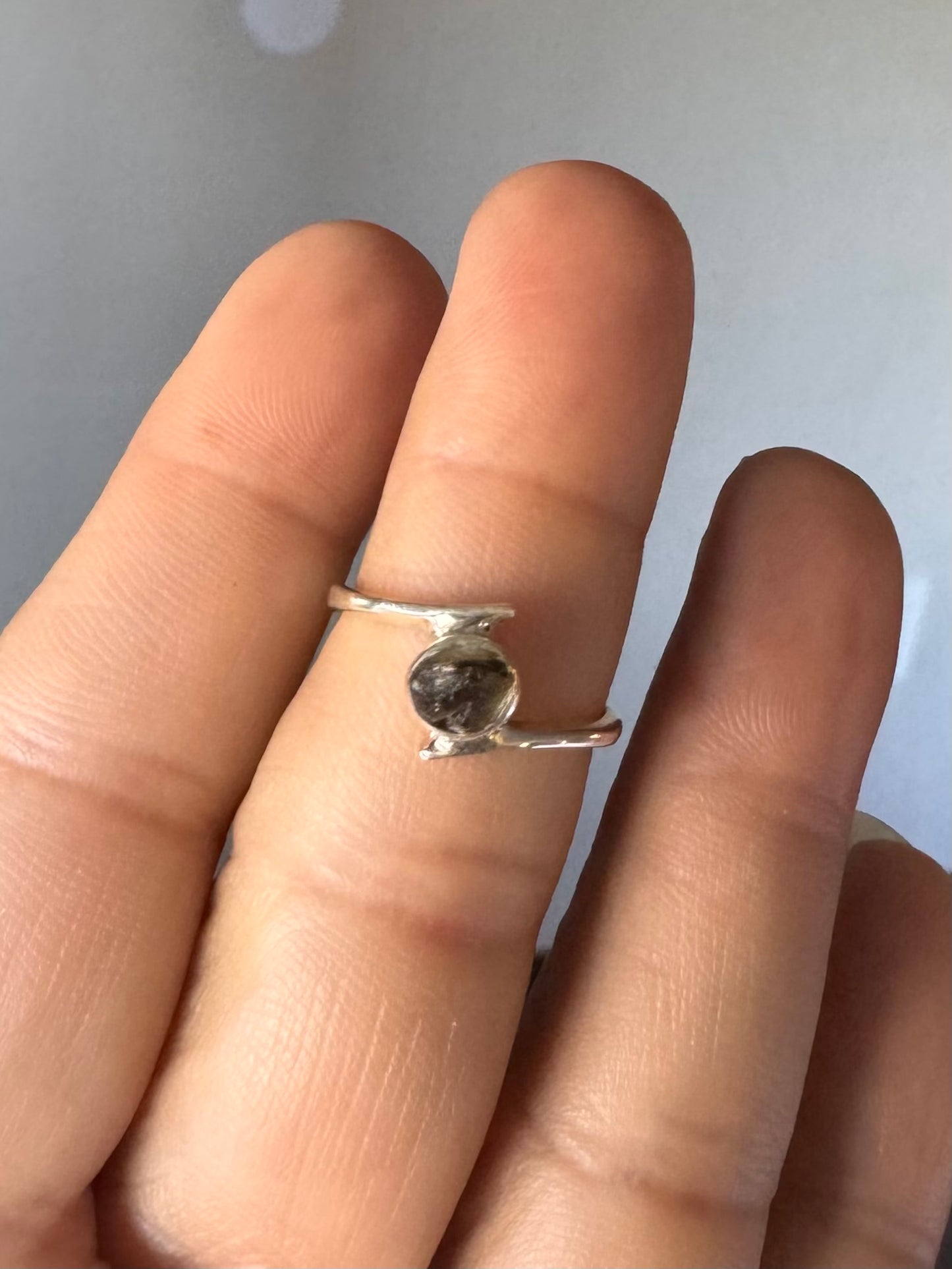 Raw Moldavite Ring ( Size 6 )