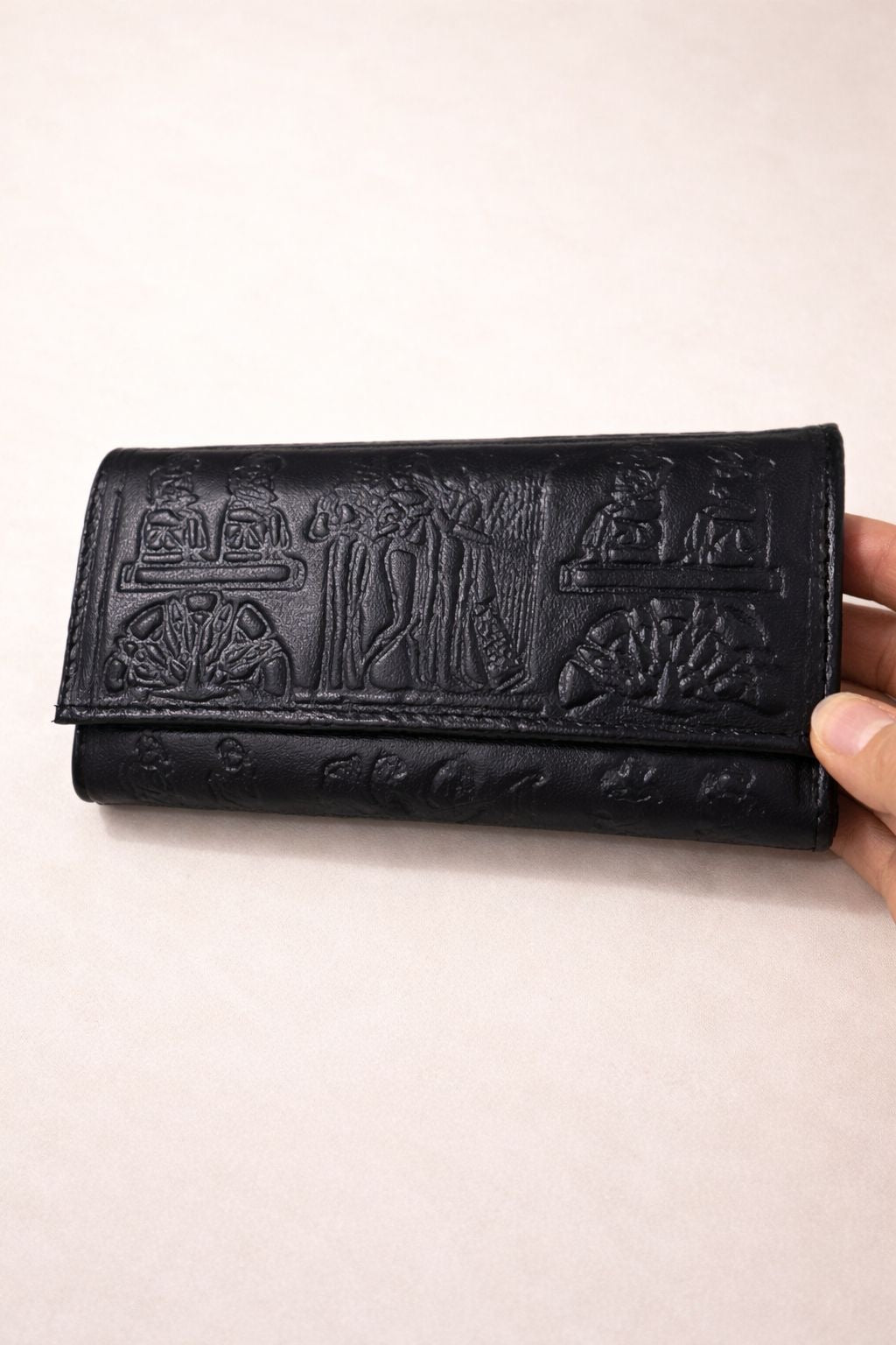 Cartera Wallet Cuero ( Color Negra ) Egipcias