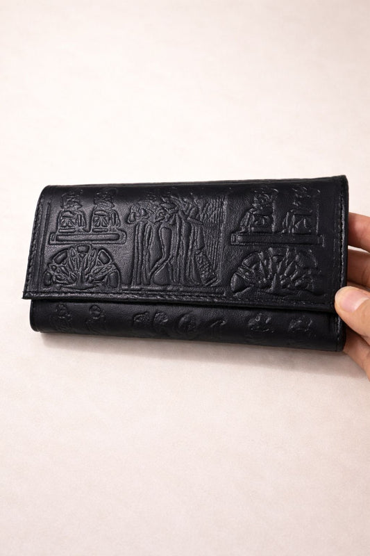 Cartera Wallet Cuero ( Color Negra ) Egipcias
