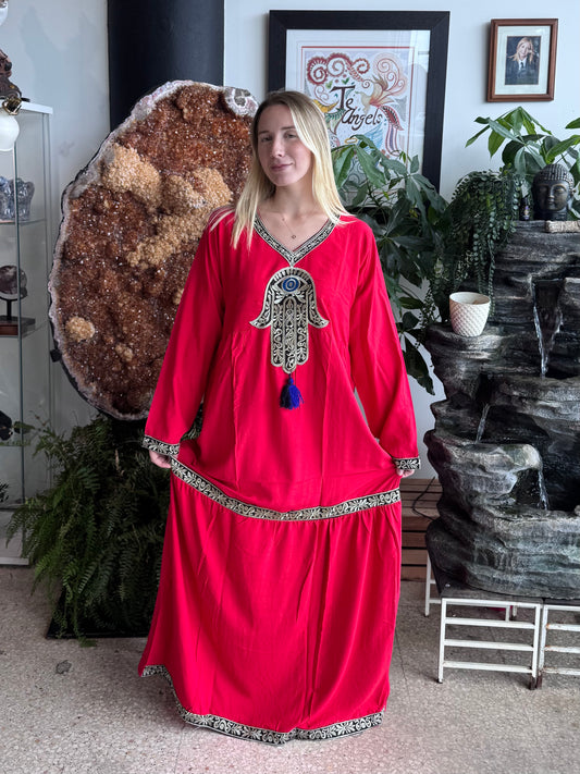 Fátima Hand Dress (100% cotton )Red