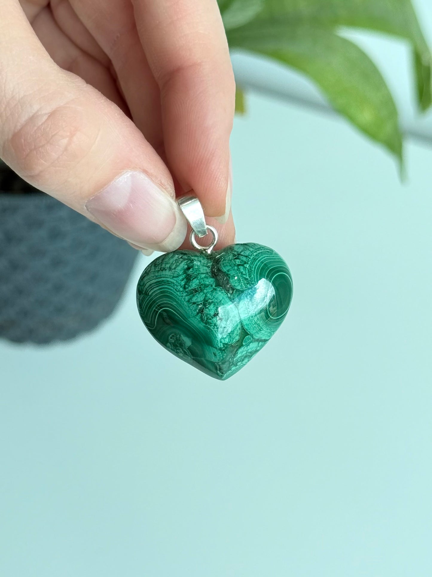 Malachite Bubble Heart Pendant ( Silver 925 )