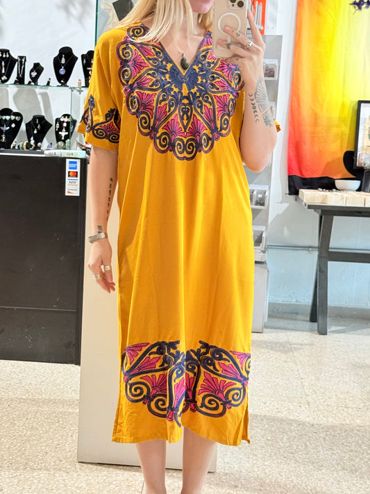 100% Cotton Dress ( Yellow )