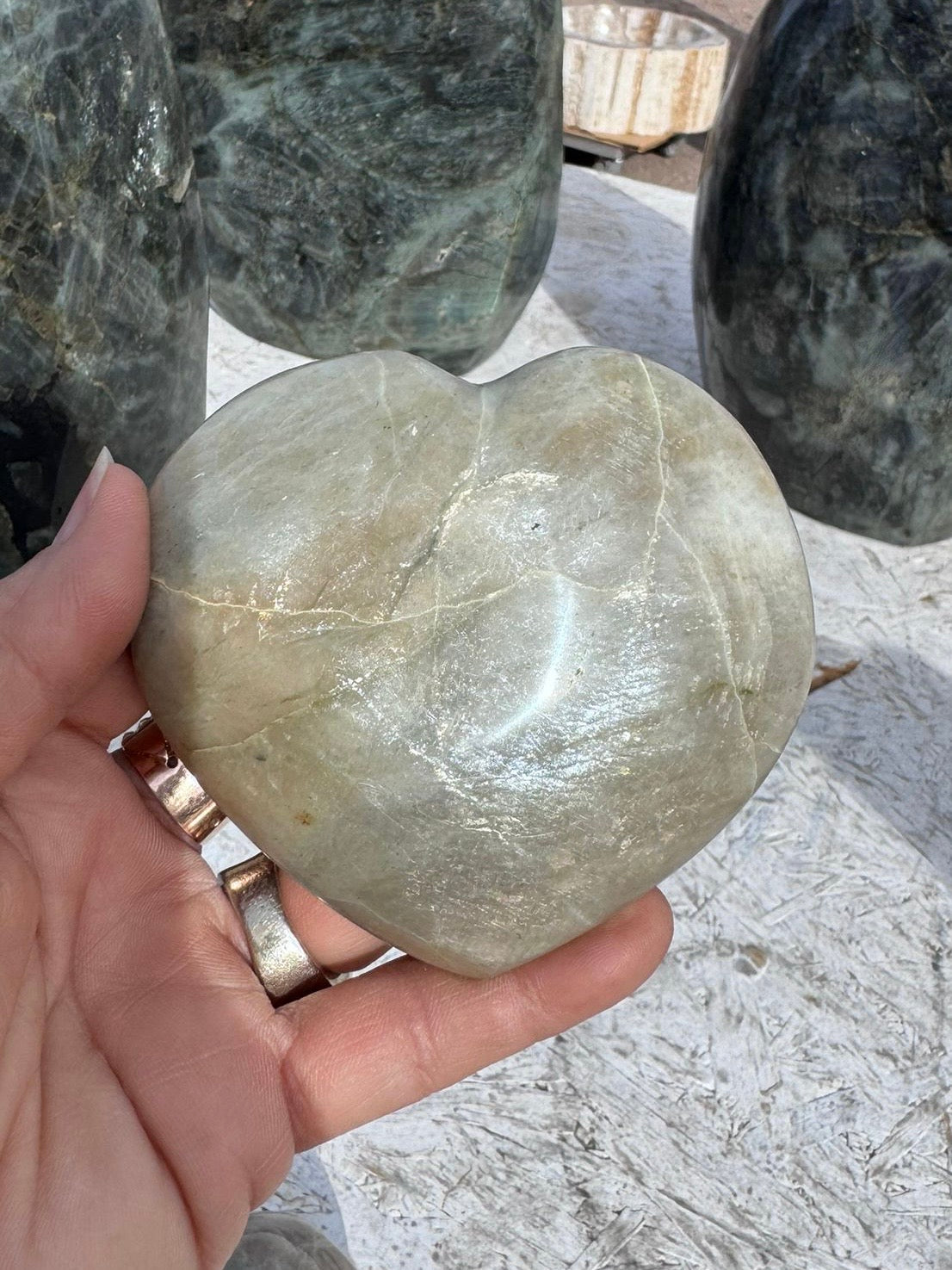 Green Moonstone Heart