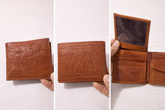 Pre-Order: Wallet Pequeña Cuero ( Color marrón claro ) Egipcias