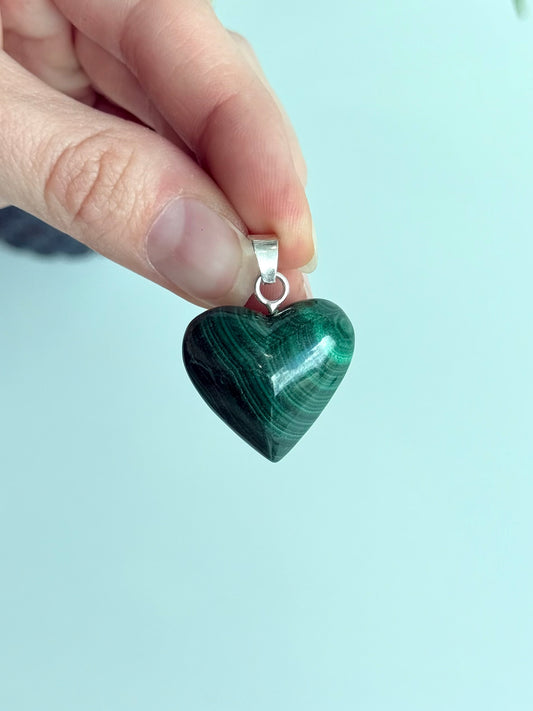 Malachite Bubble Heart Pendant ( Silver 925 )