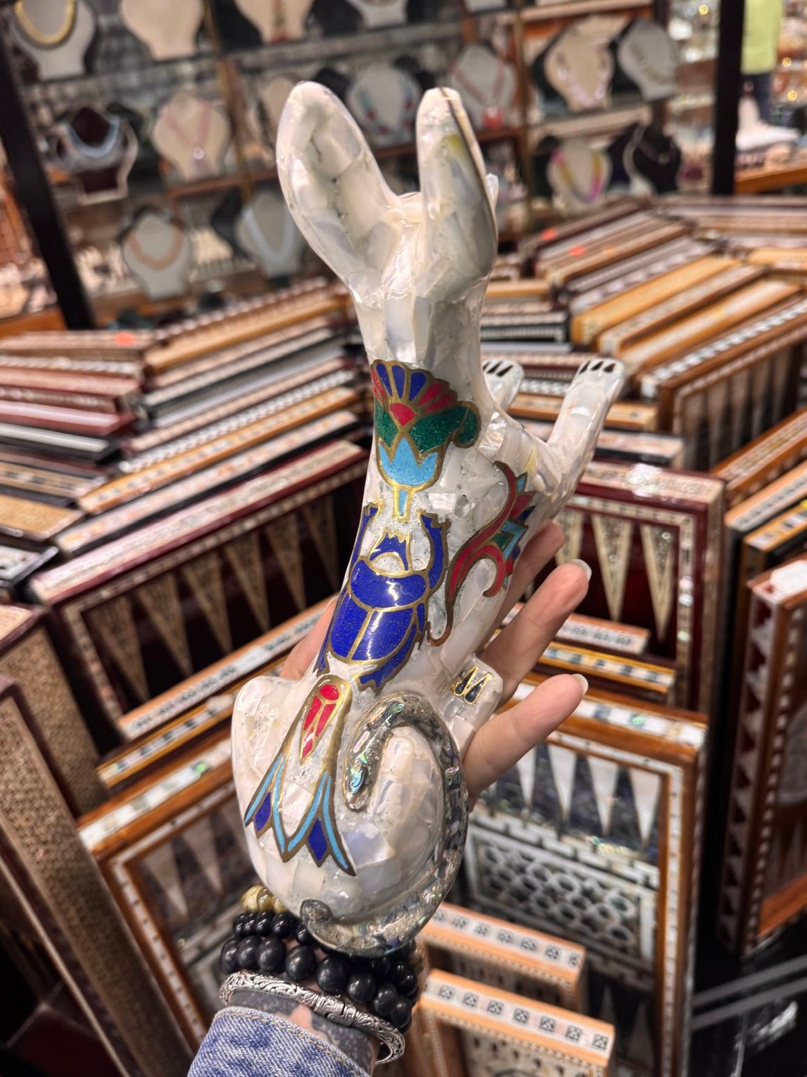 Anubis - Mother of Pearl & Gemstone Inlay